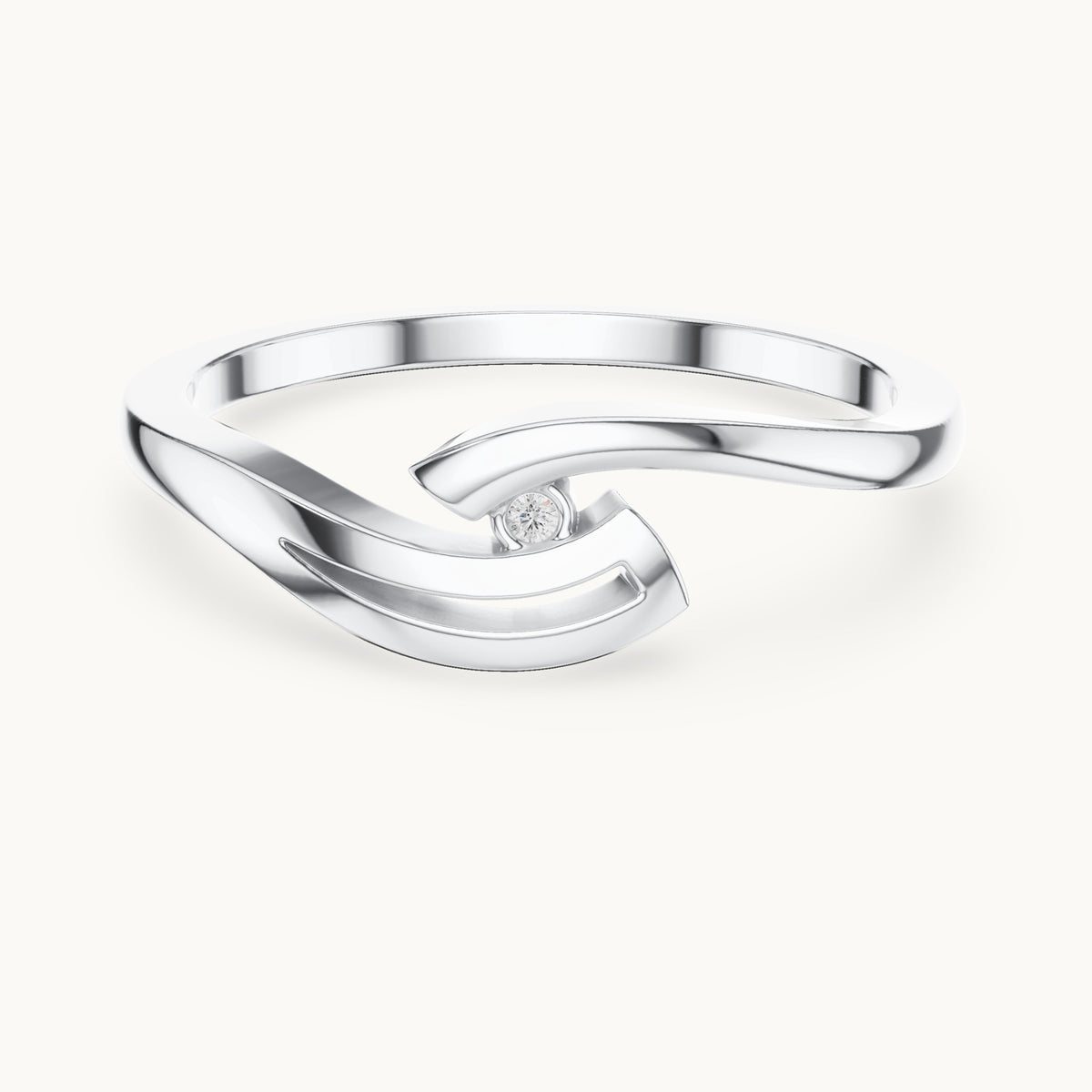 Round lab-grown diamond minimal bypass ring in white gold, 0.008 CT TW, view 4