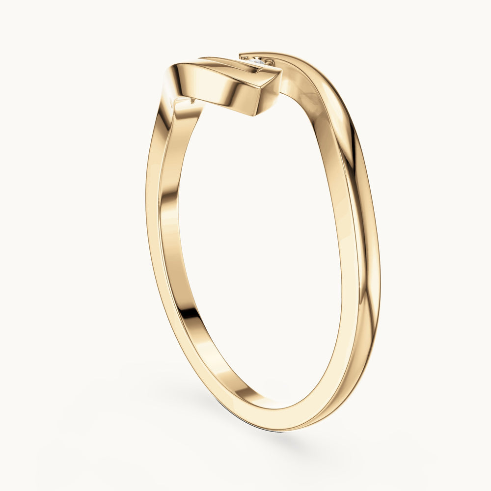 Round lab-grown diamond minimal bypass ring in yellow gold, 0.008 CT TW, view 1