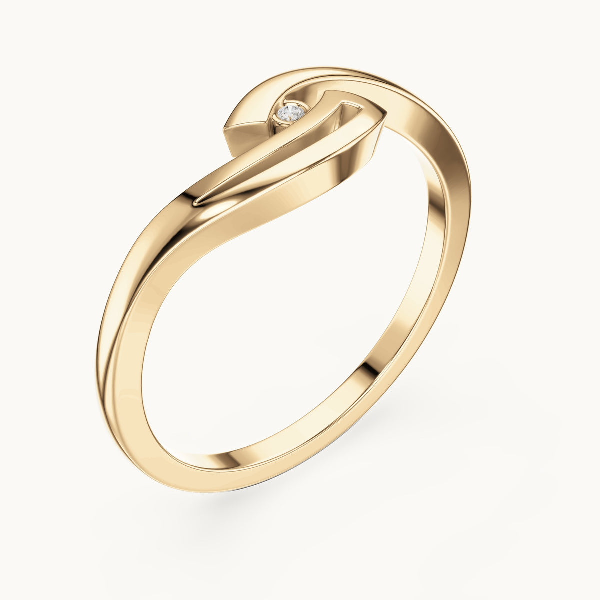 Round lab-grown diamond minimal bypass ring in yellow gold, 0.008 CT TW, view 2