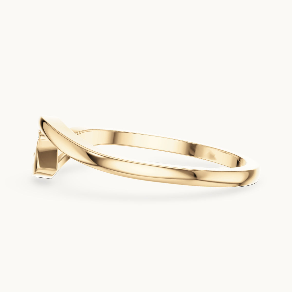 Round lab-grown diamond minimal bypass ring in yellow gold, 0.008 CT TW, view 3