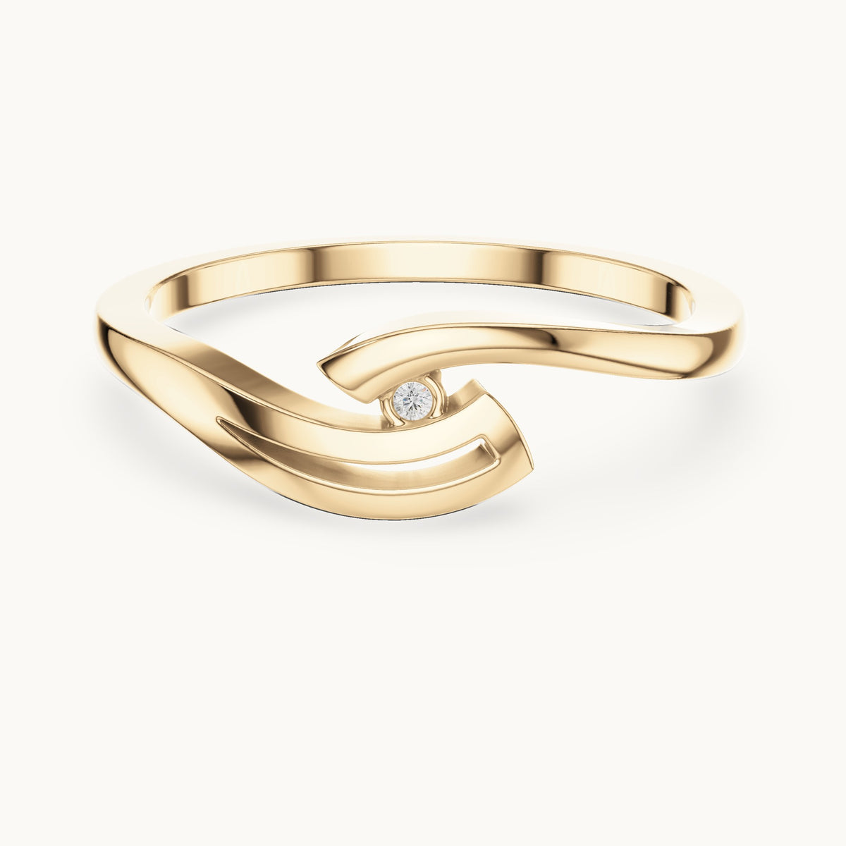 Round lab-grown diamond minimal bypass ring in yellow gold, 0.008 CT TW, view 4