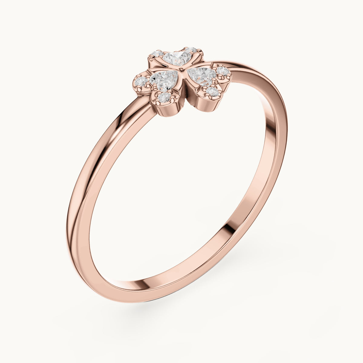 Round lab-grown diamond flower cluster ring in rose gold, 0.024 CT TW, view 2