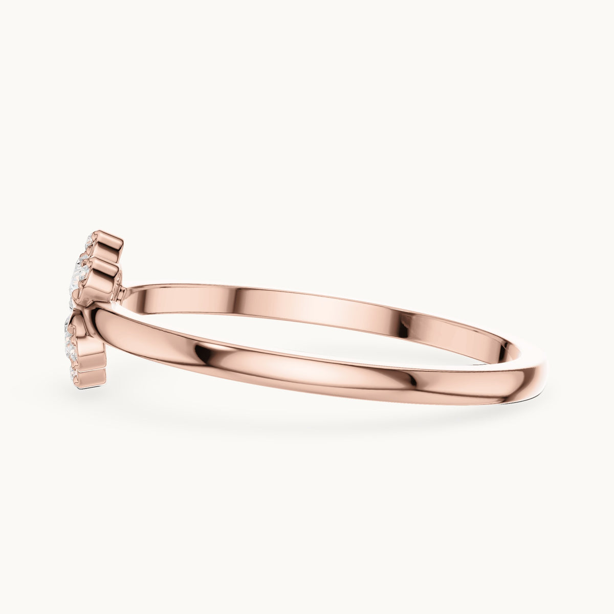 Round lab-grown diamond flower cluster ring in rose gold, 0.024 CT TW, view 3