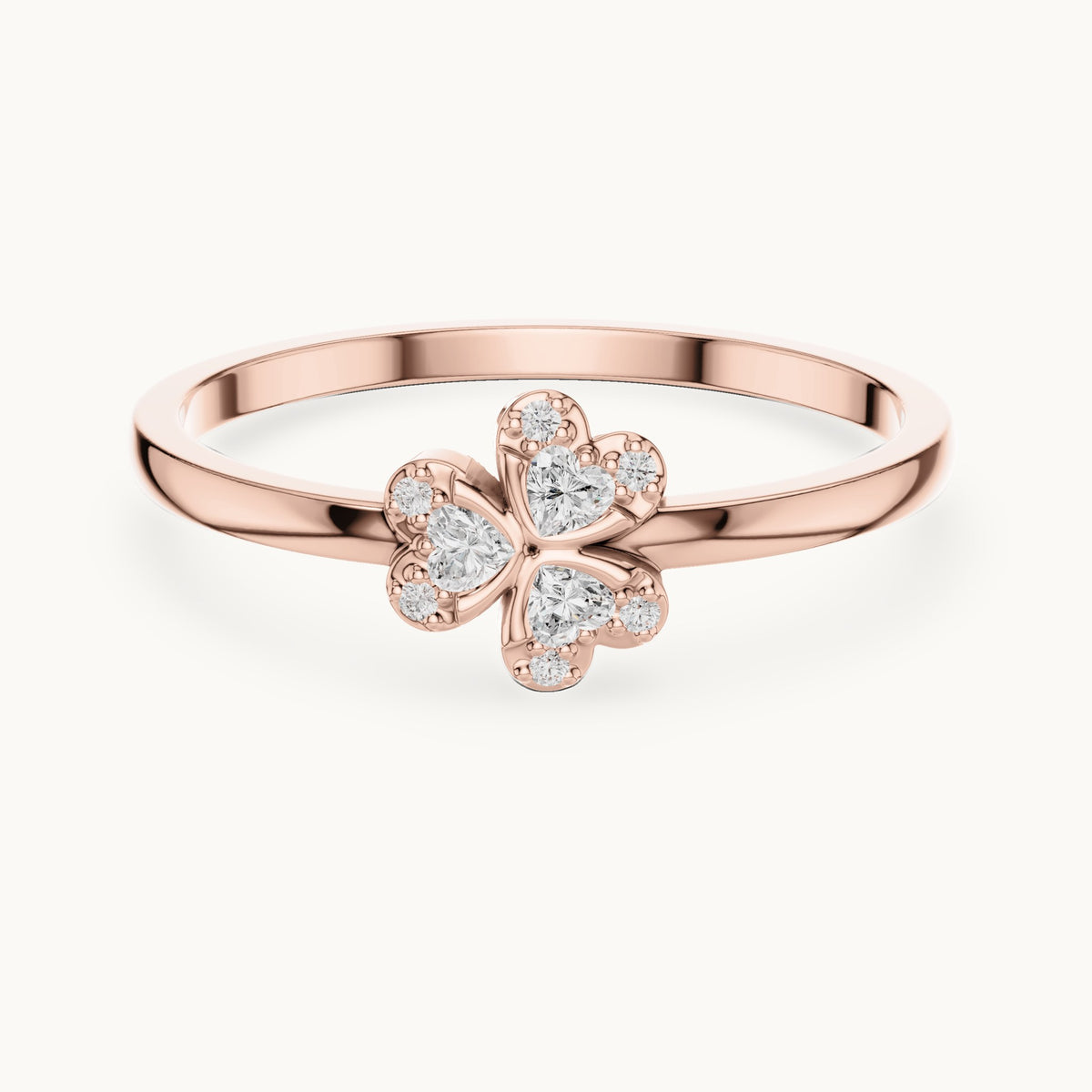 Round lab-grown diamond flower cluster ring in rose gold, 0.024 CT TW, view 4