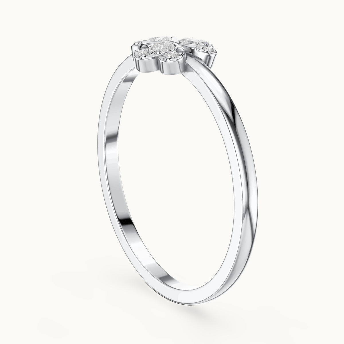 Round lab-grown diamond flower cluster ring in white gold, 0.024 CT TW, view 1