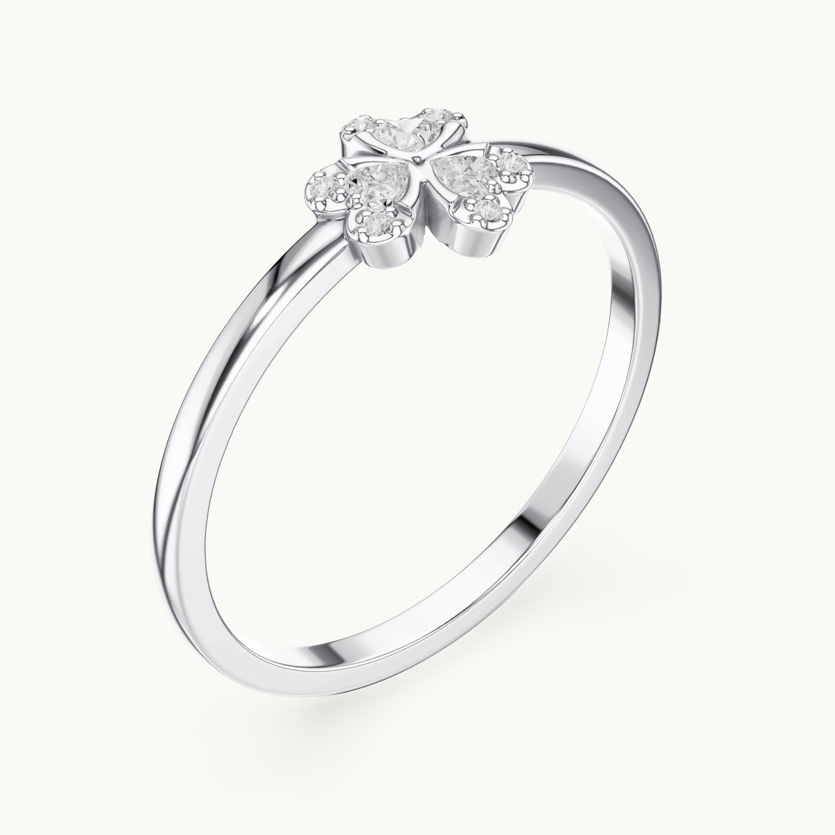Round lab-grown diamond flower cluster ring in white gold, 0.024 CT TW, view 2