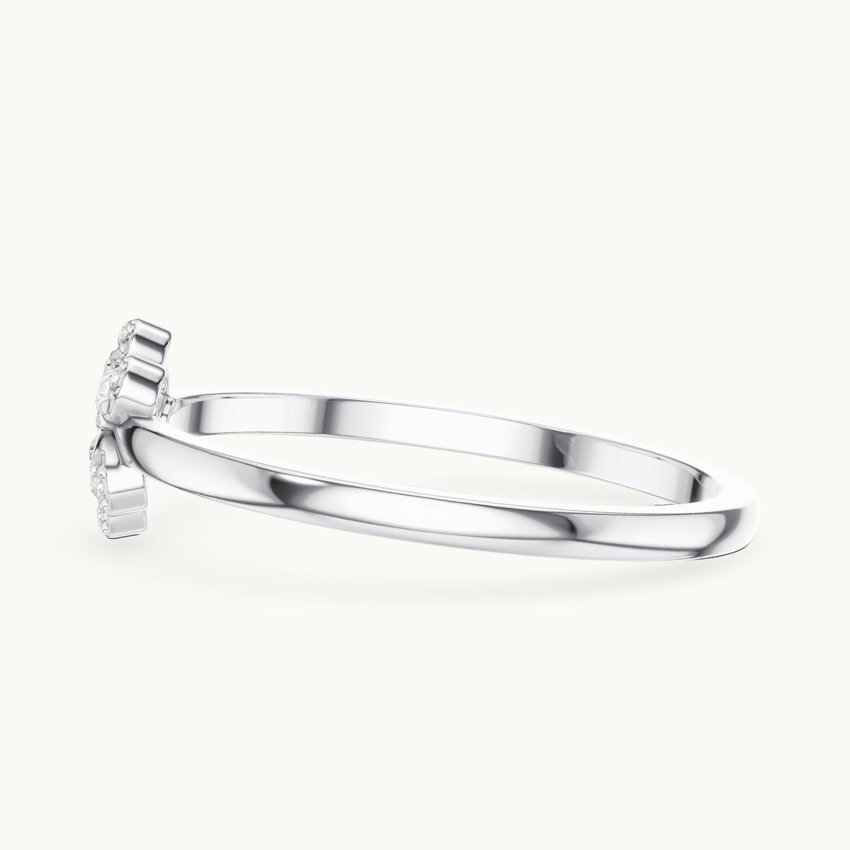 Round lab-grown diamond flower cluster ring in white gold, 0.024 CT TW, view 3