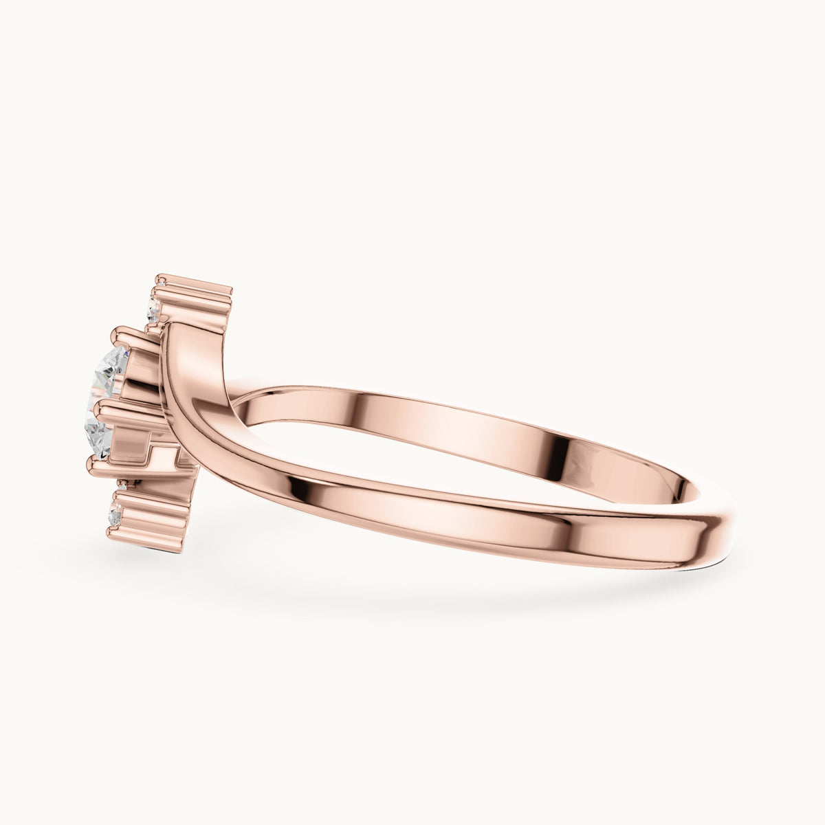 Round lab-grown diamond bypass engagement ring with side accents in rose gold, 0.286 CT TW, view 3