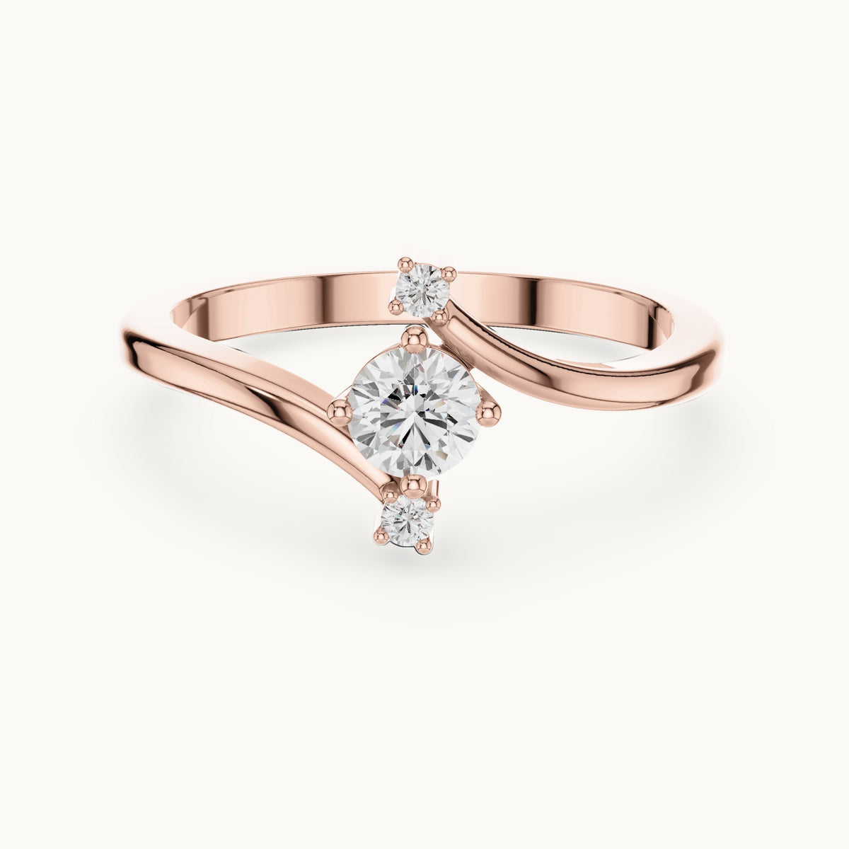 Round lab-grown diamond bypass engagement ring with side accents in rose gold, 0.286 CT TW, view 4