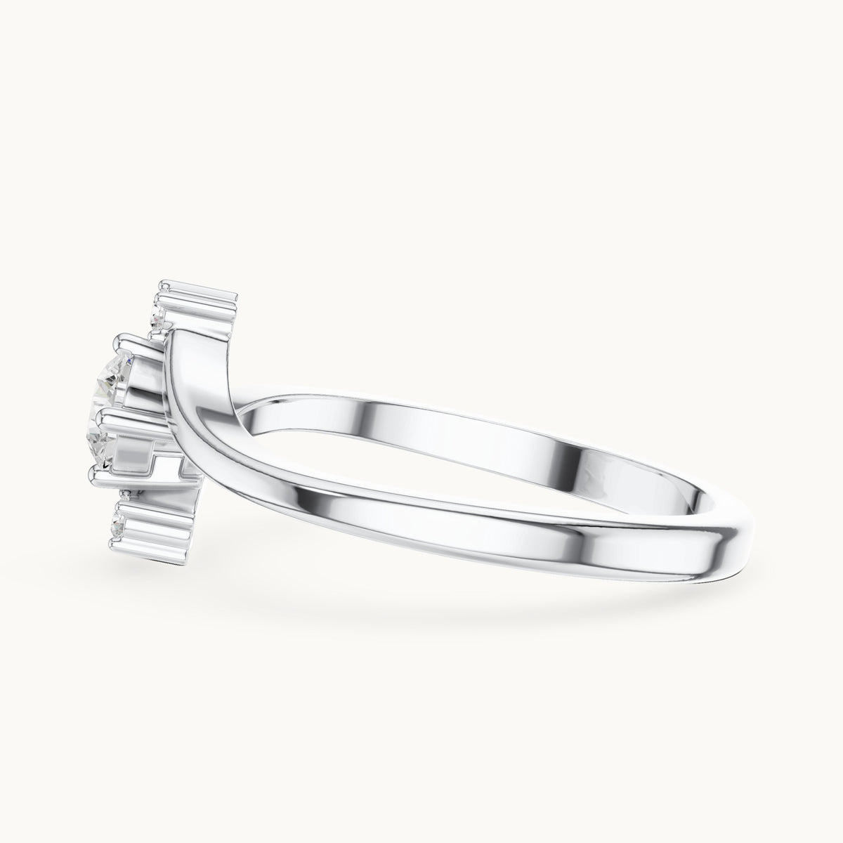 Round lab-grown diamond bypass engagement ring with side accents in white gold, 0.286 CT TW, view 3