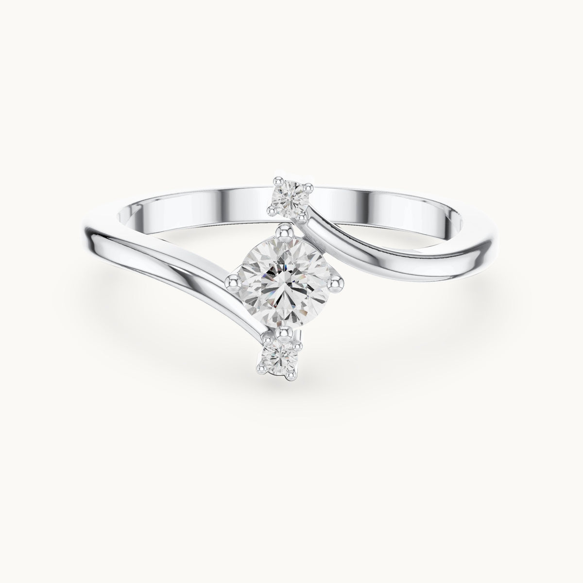 Round lab-grown diamond bypass engagement ring with side accents in white gold, 0.286 CT TW, view 4