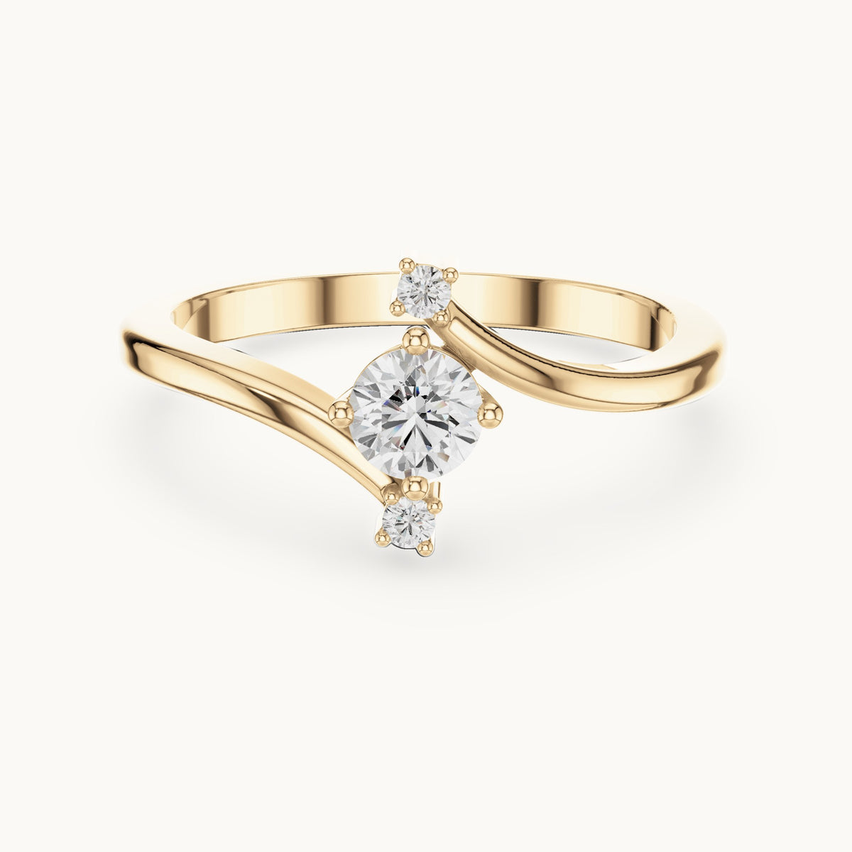 Round lab-grown diamond bypass engagement ring with side accents in yellow gold, 0.286 CT TW, view 4