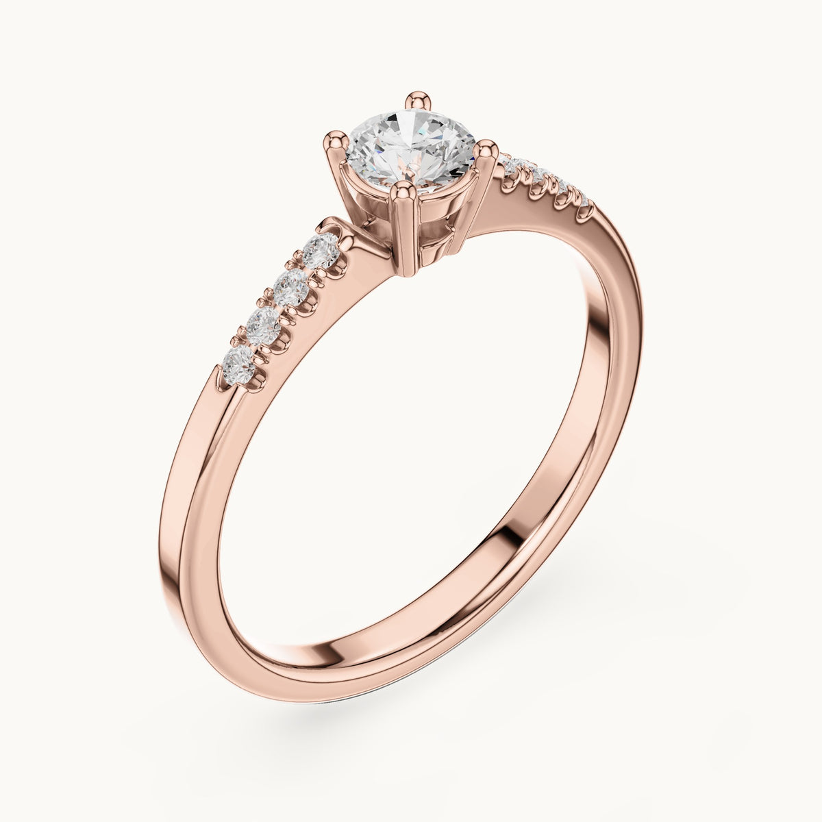 Round lab-grown diamond pavé engagement ring in rose gold, 0.33 CT TW, view 2