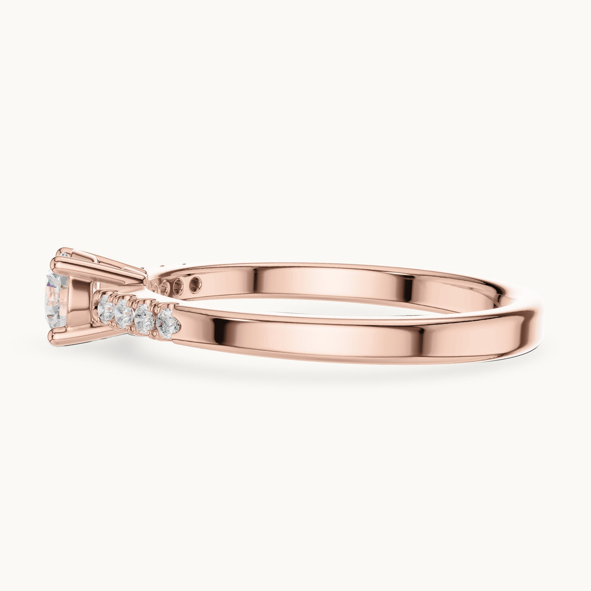 Round lab-grown diamond pavé engagement ring in rose gold, 0.33 CT TW, view 3
