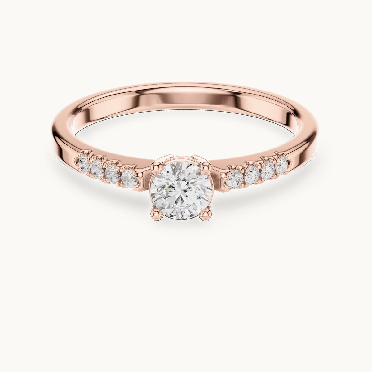 Round lab-grown diamond pavé engagement ring in rose gold, 0.33 CT TW, view 4