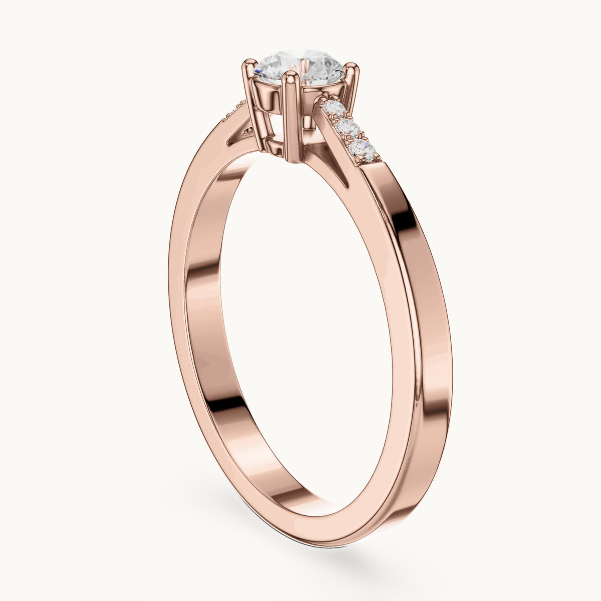Round lab-grown diamond pavé engagement ring in rose gold, 0.288 CT TW, view 1