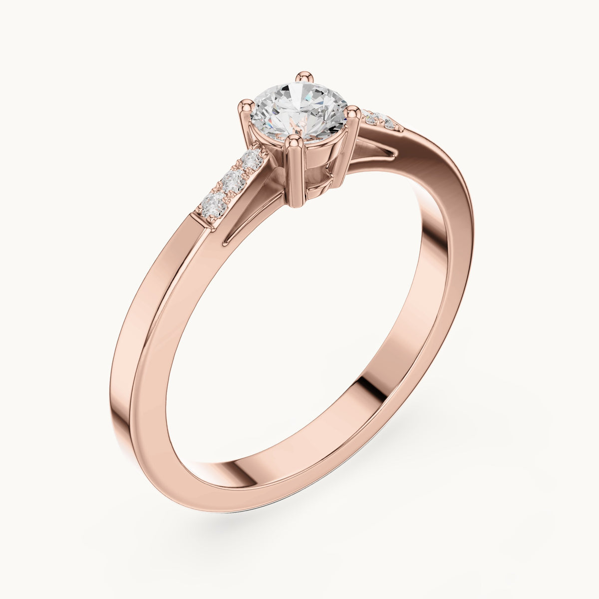 Round lab-grown diamond pavé engagement ring in rose gold, 0.288 CT TW, view 2