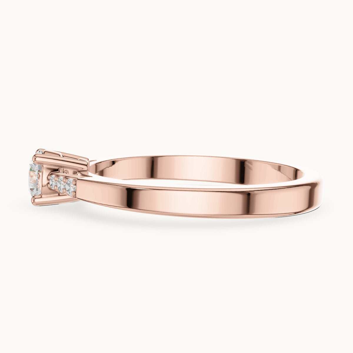 Round lab-grown diamond pavé engagement ring in rose gold, 0.288 CT TW, view 3