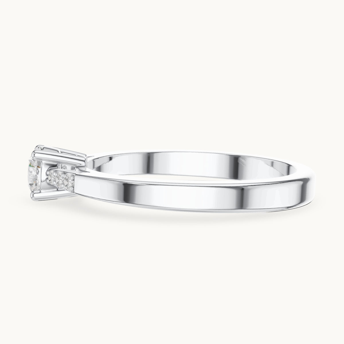 Round lab-grown diamond pavé engagement ring in white gold, 0.288 CT TW, view 3