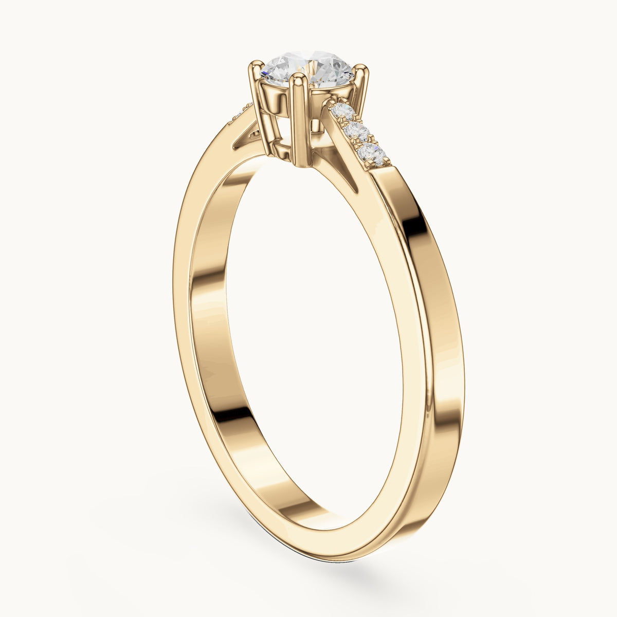 Round lab-grown diamond pavé engagement ring in yellow gold, 0.288 CT TW, view 1