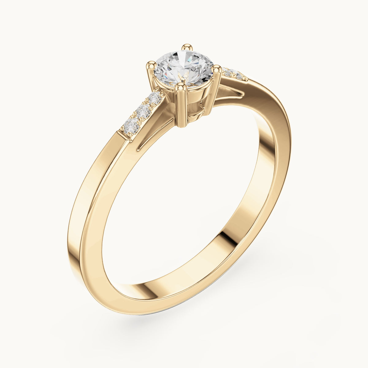 Round lab-grown diamond pavé engagement ring in yellow gold, 0.288 CT TW, view 2