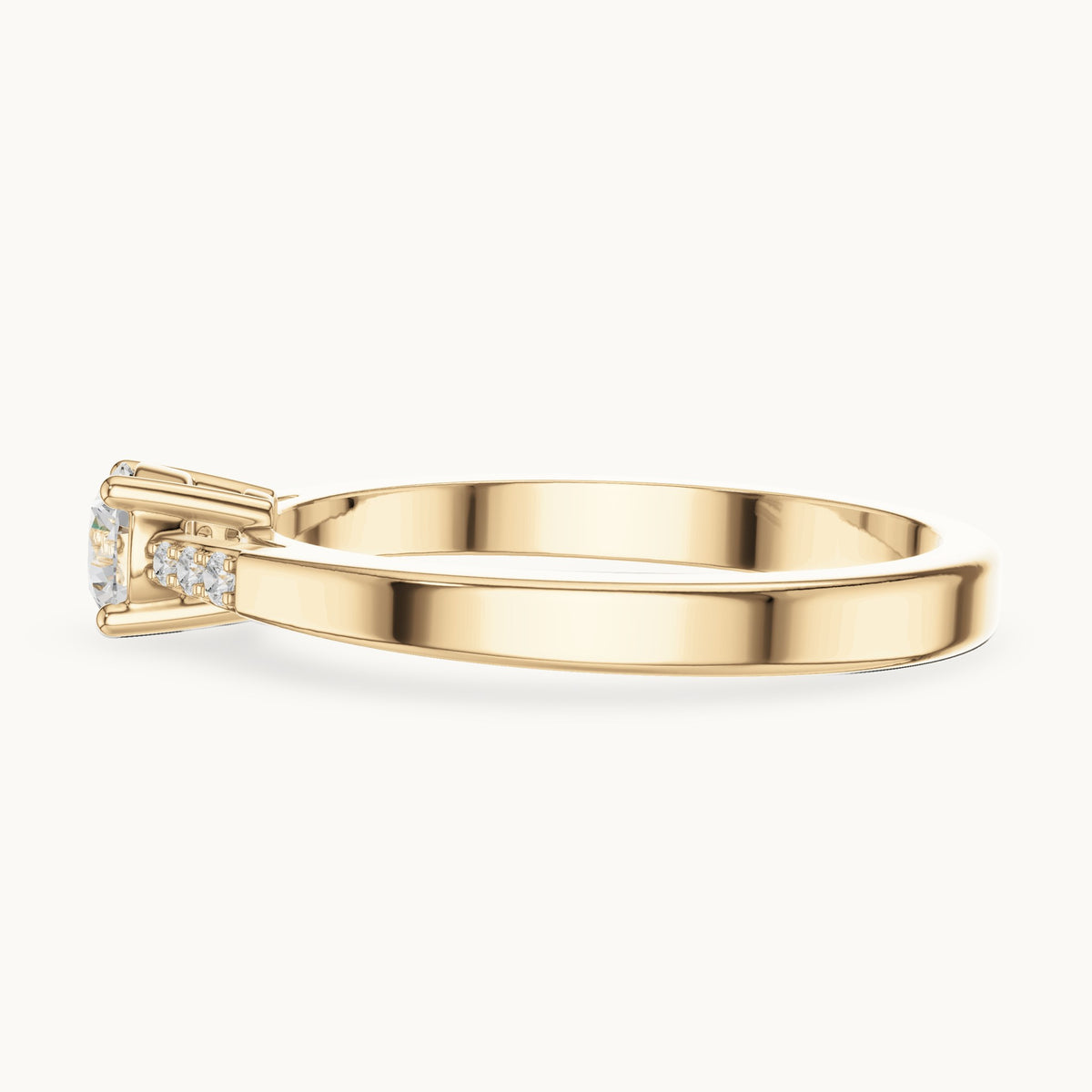Round lab-grown diamond pavé engagement ring in yellow gold, 0.288 CT TW, view 3