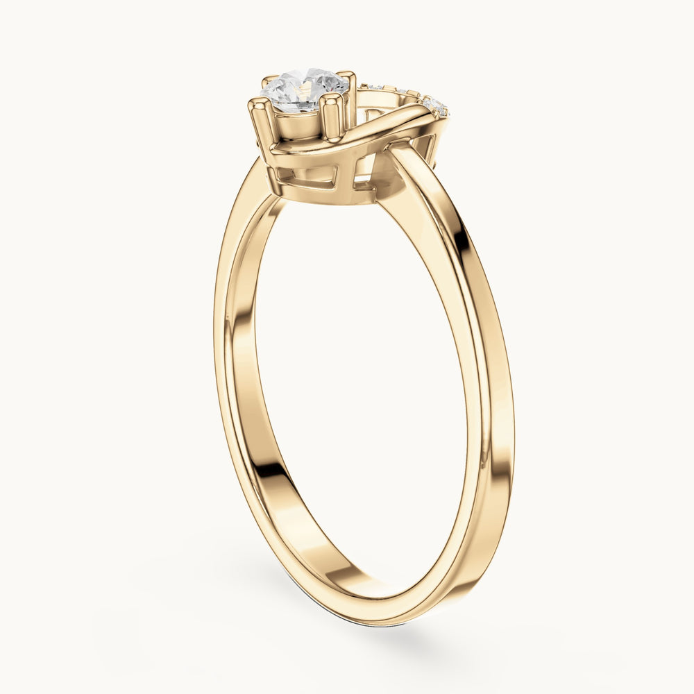 Round lab-grown diamond open oval frame ring in yellow gold, 0.176 CT TW, view 1