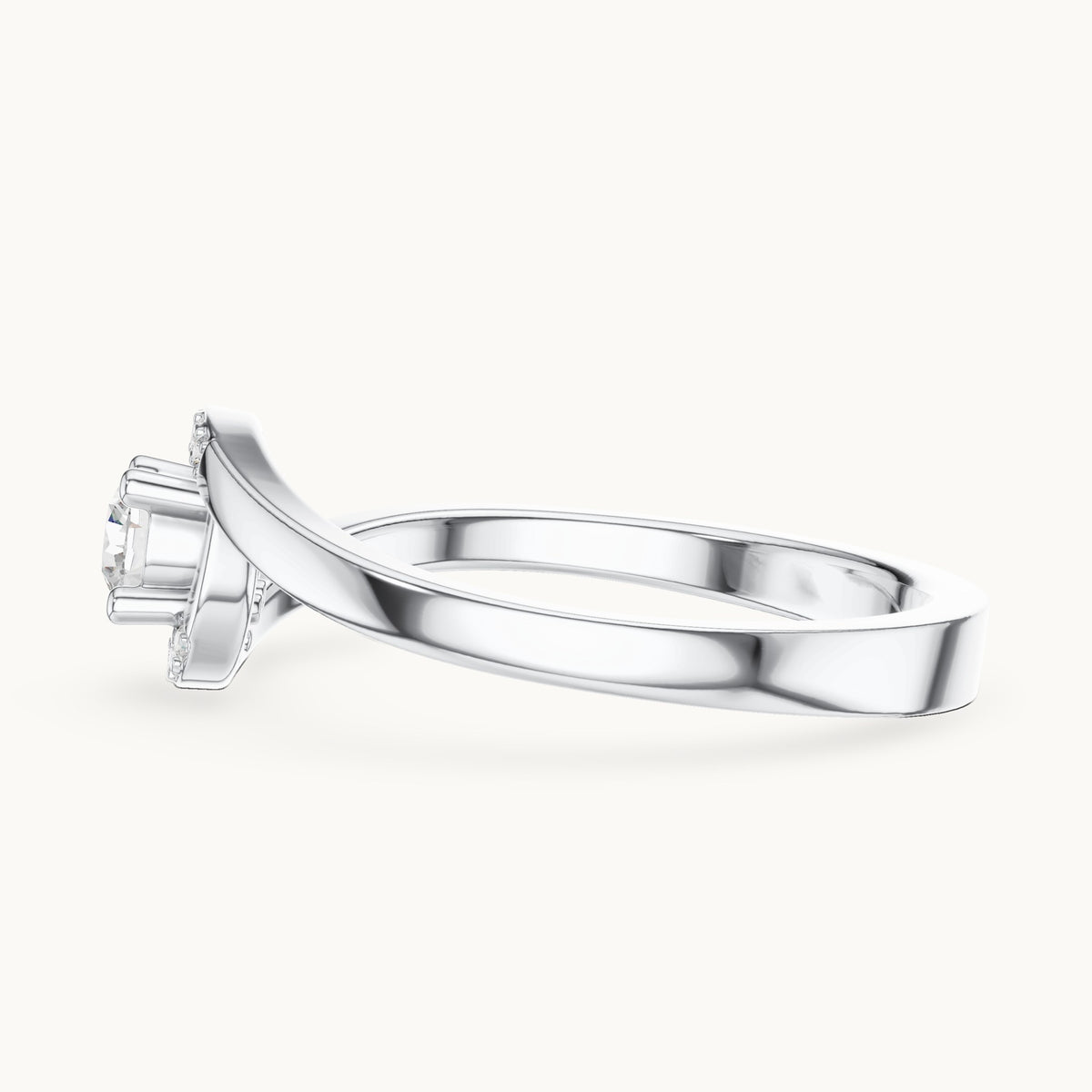 Round lab-grown diamond bypass partial halo engagement ring in white gold, 0.196 CT TW, view 3