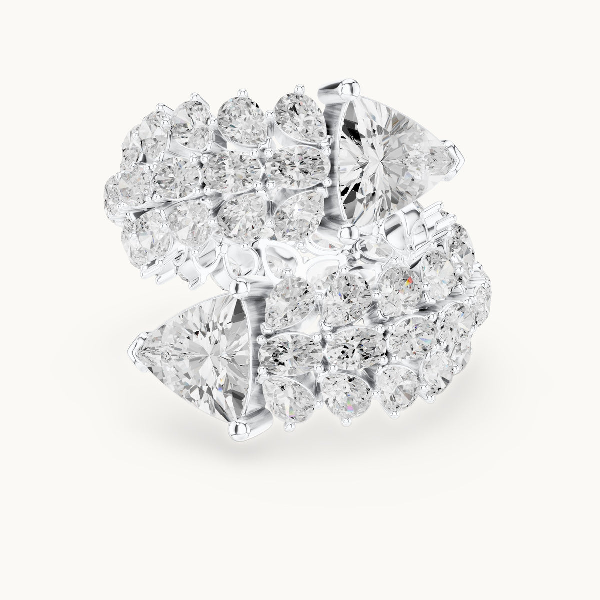 Pear, trillion and oval lab-grown diamond bypass cocktail ring with trillion tips in white gold, 6.92 CT TW, view 4
