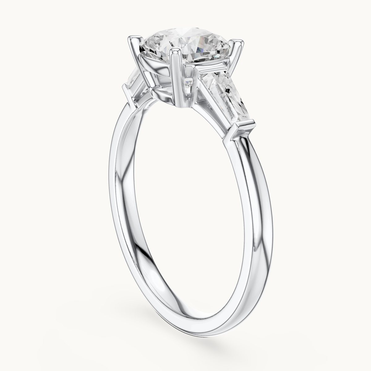 Cushion-cut lab-grown diamond three stone engagement ring in 14K white gold, 1.93 CT TW, view 1