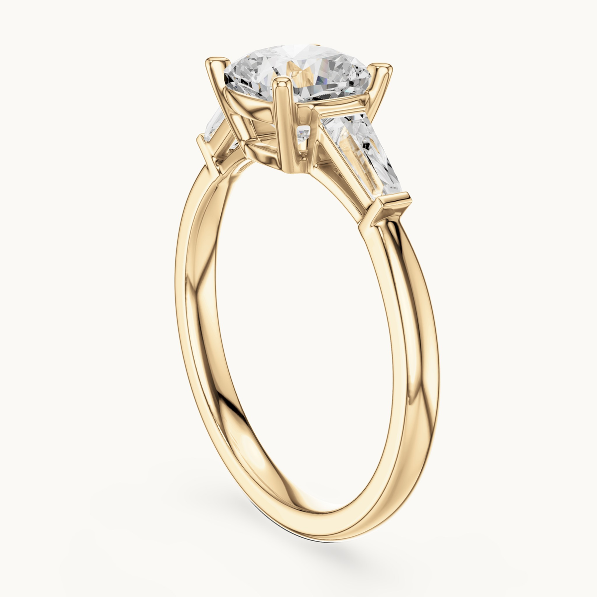 Cushion-cut lab-grown diamond three stone engagement ring in 14K yellow gold, 1.93 CT TW, view 1