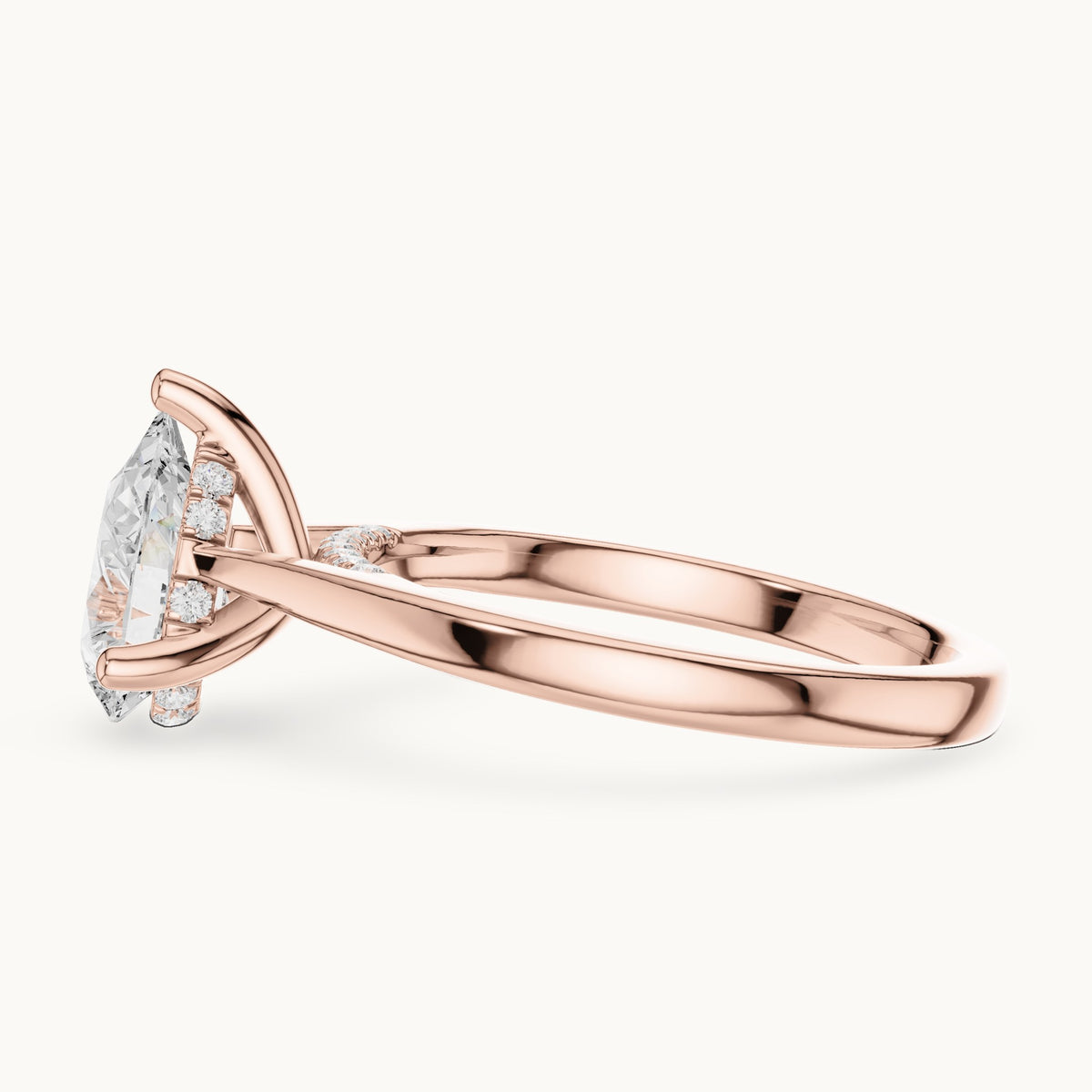 Pear and round lab-grown diamond engagement ring with diamond accents in rose gold, 1.335 CT TW, view 3