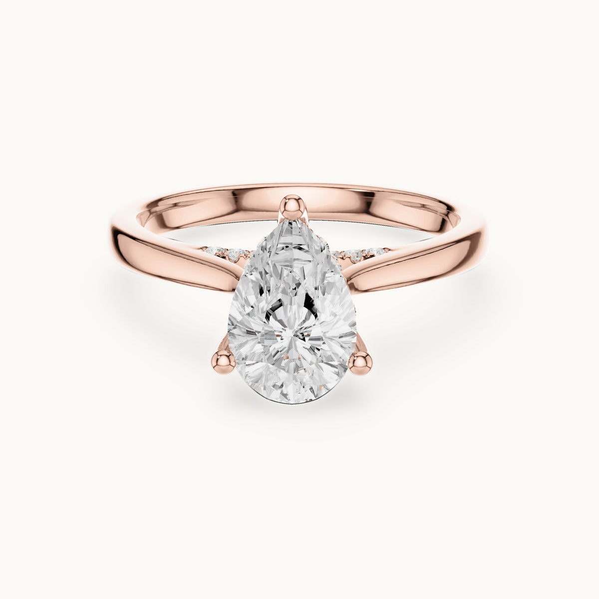 Pear and round lab-grown diamond engagement ring with diamond accents in rose gold, 1.335 CT TW, view 4