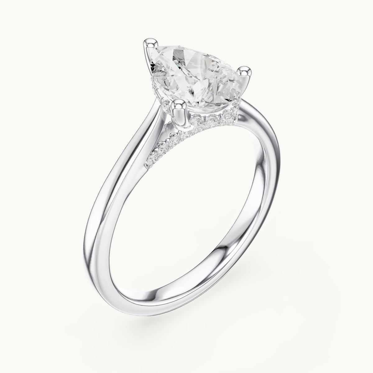 Pear and round lab-grown diamond engagement ring with diamond accents in white gold, 1.335 CT TW, view 2