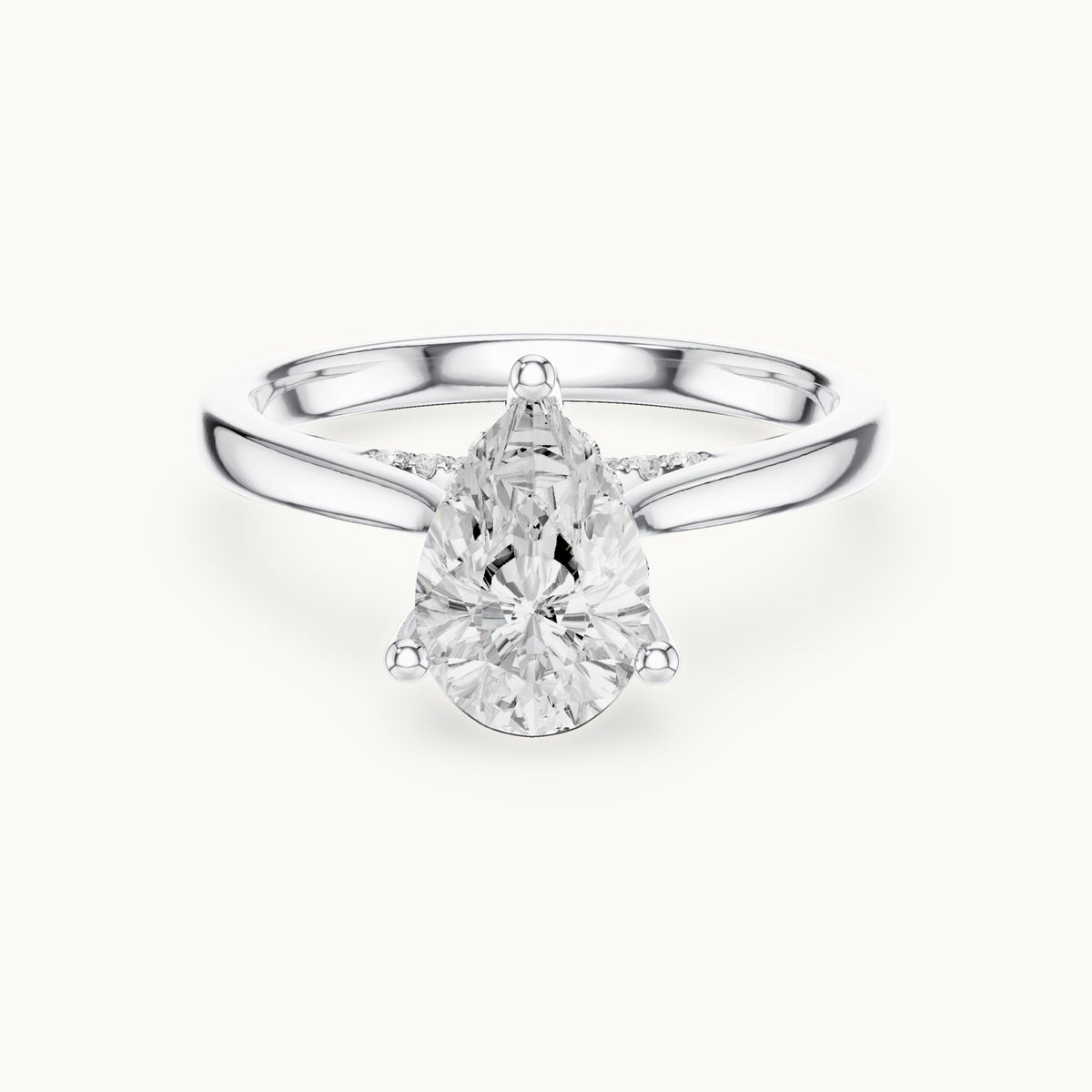 Pear and round lab-grown diamond engagement ring with diamond accents in white gold, 1.335 CT TW, view 4