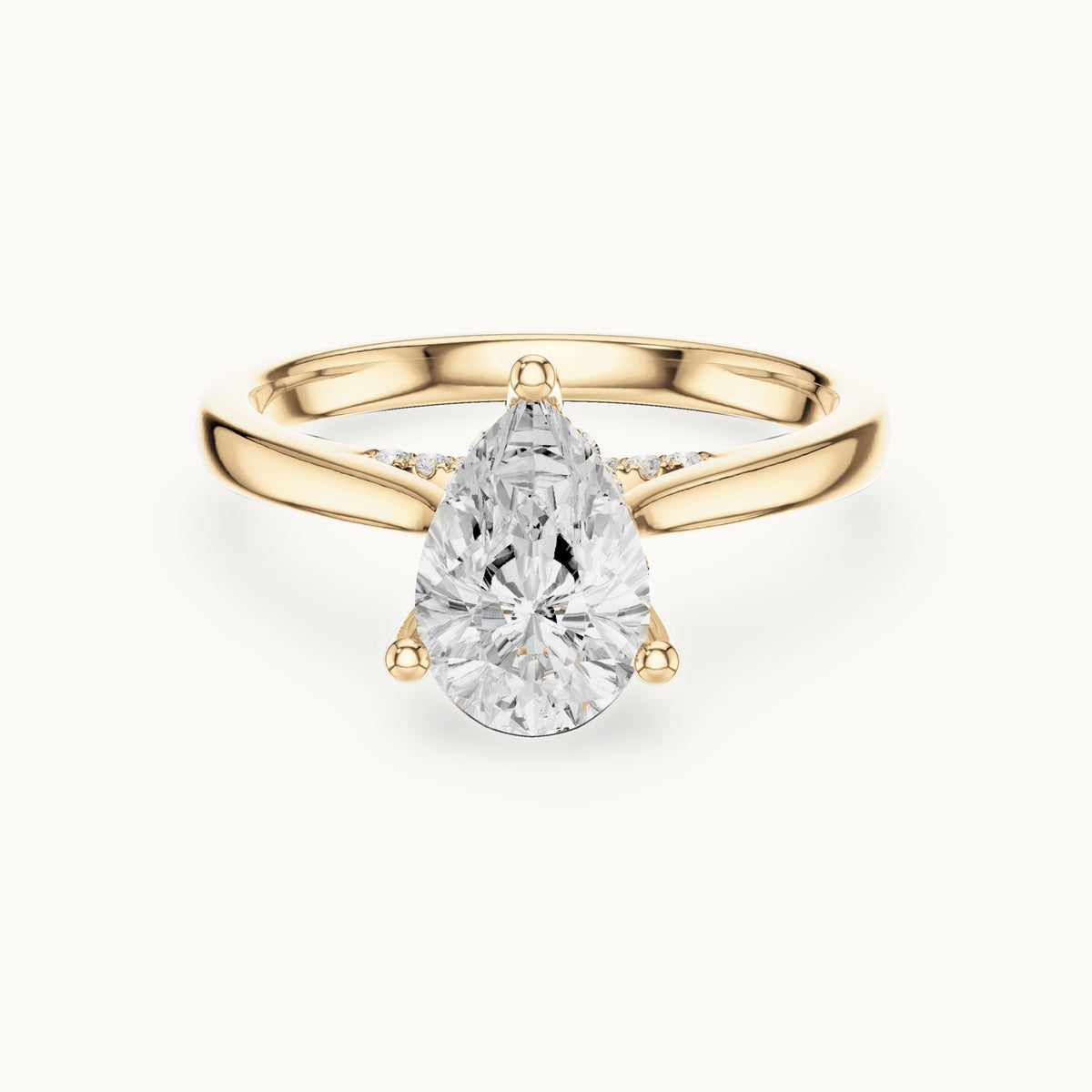 Pear and round lab-grown diamond engagement ring with diamond accents in yellow gold, 1.335 CT TW, view 4