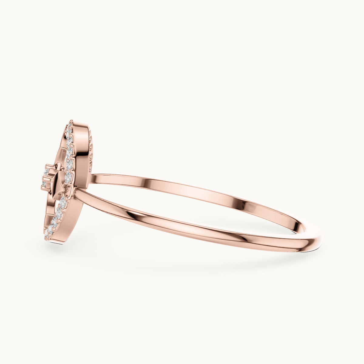 Round lab-grown diamond open circle star motif ring in rose gold, 0.084 CT TW, view 3