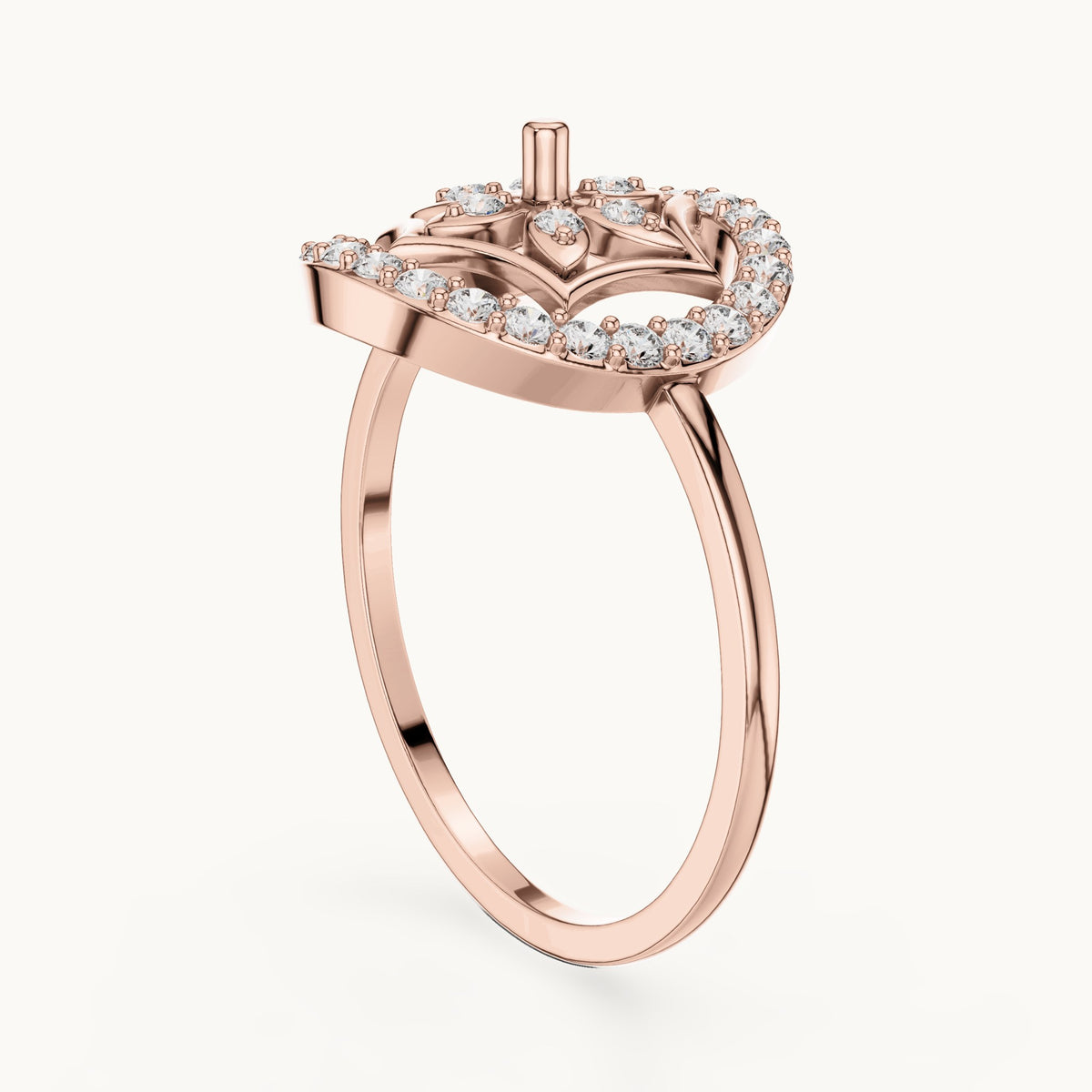 Round lab-grown diamond pave circle flower ring in rose gold, 0.31 CT TW, view 1