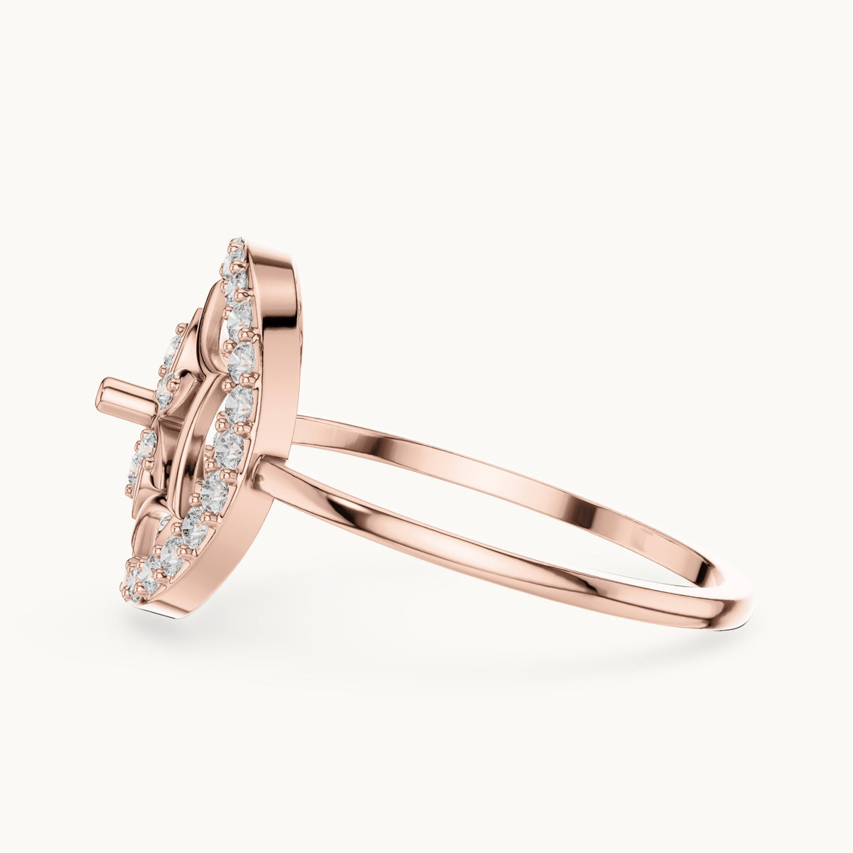 Round lab-grown diamond pave circle flower ring in rose gold, 0.31 CT TW, view 3