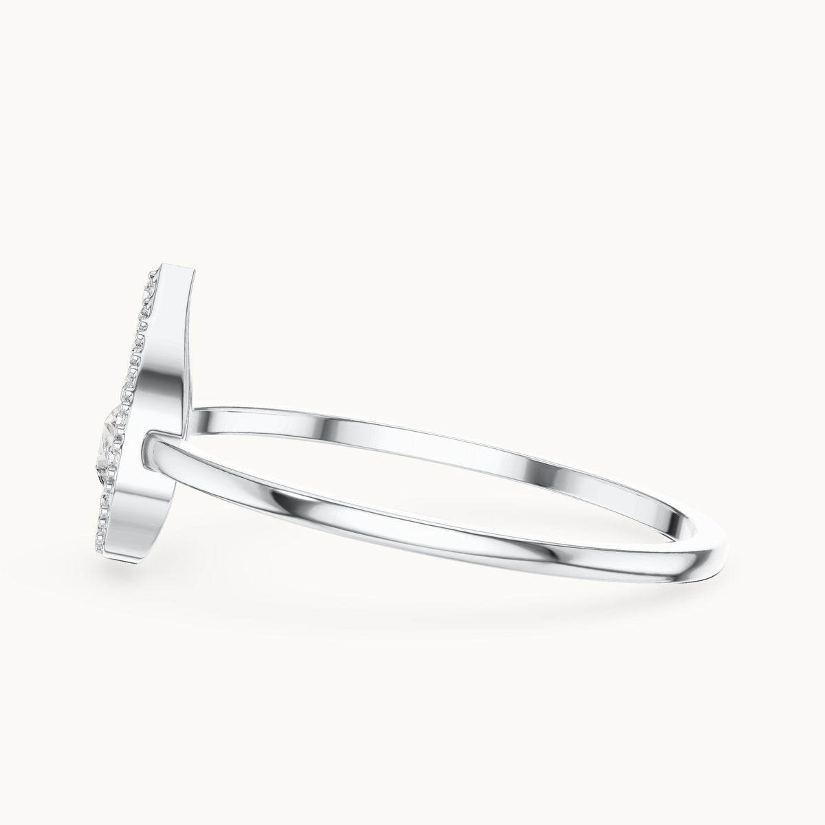 Round lab-grown diamond teardrop halo ring in white gold, 0.18 CT TW, view 3