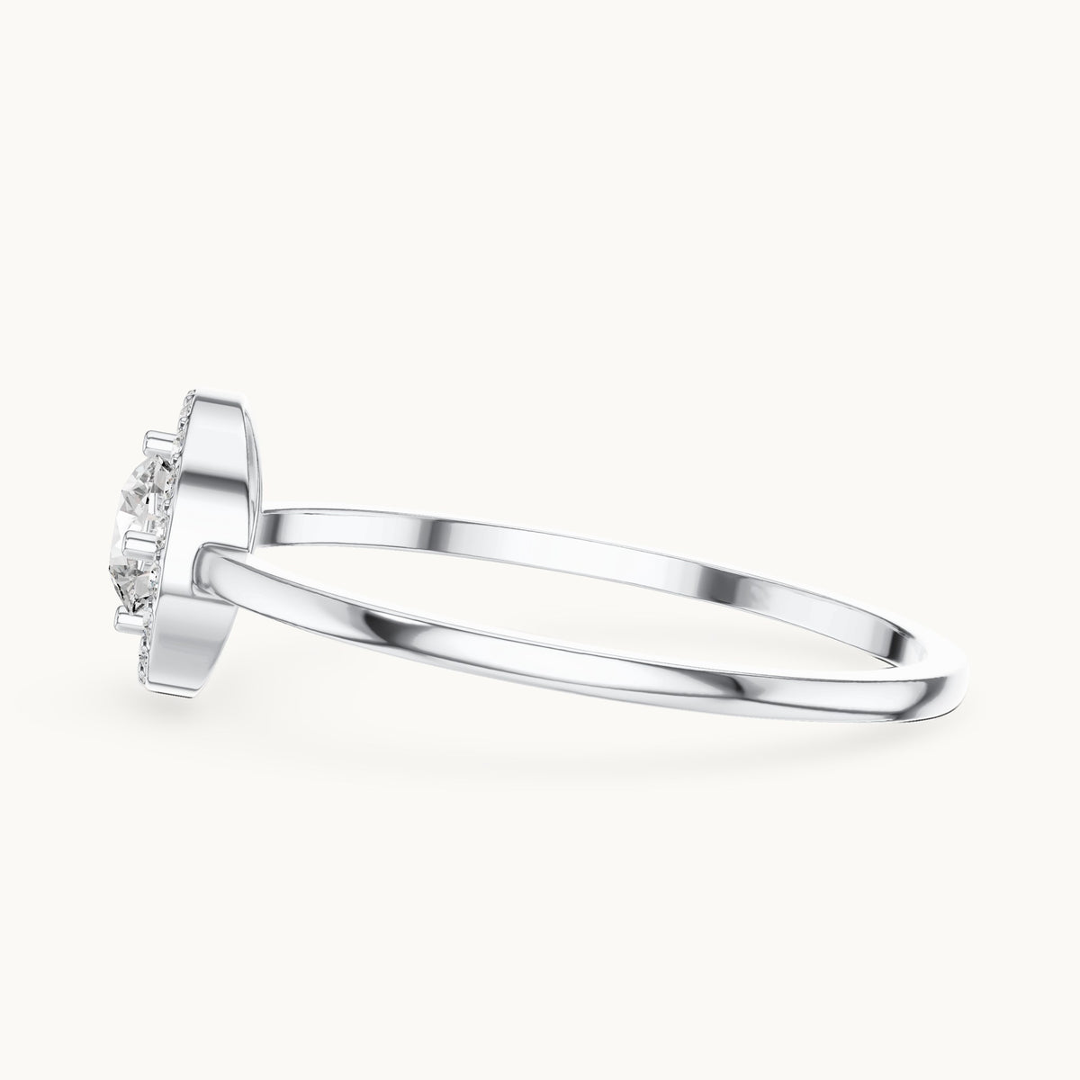 Round lab-grown diamond halo ring in white gold, 0.329 CT TW, view 3