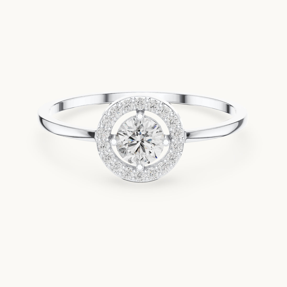 Round lab-grown diamond halo ring in white gold, 0.329 CT TW, view 4
