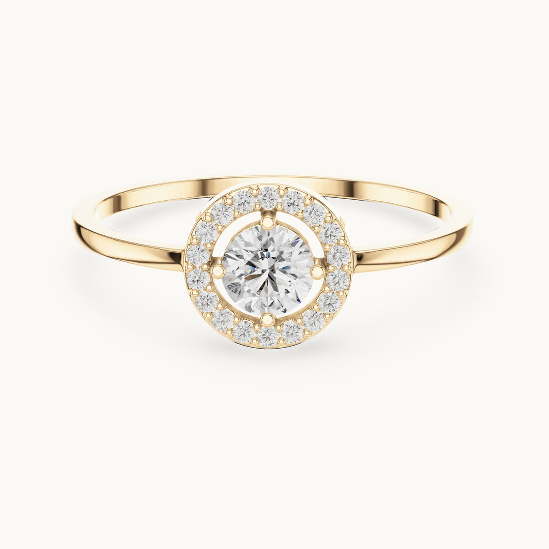 Round lab-grown diamond halo ring in yellow gold, 0.329 CT TW, view 4