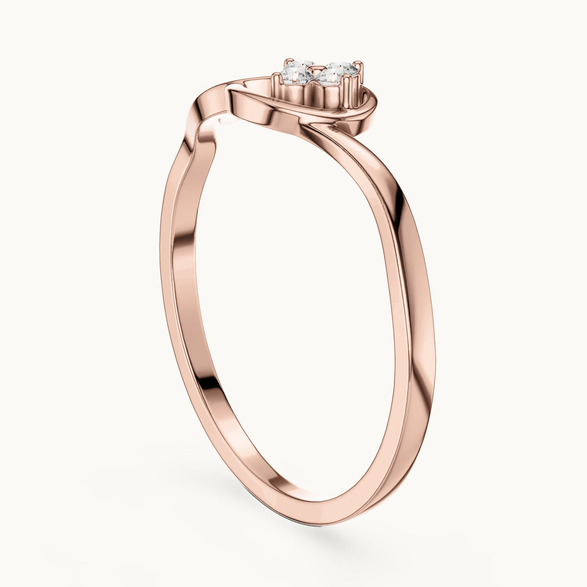 Round lab-grown diamond swirl four-stone cluster ring in rose gold, 0.060 CT TW, view 1