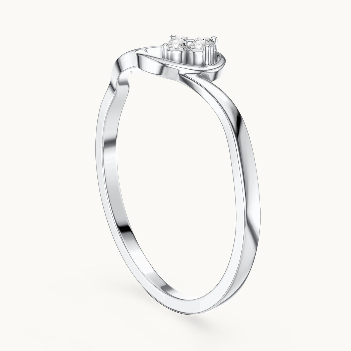 Round lab-grown diamond swirl four-stone cluster ring in white gold, 0.060 CT TW, view 1