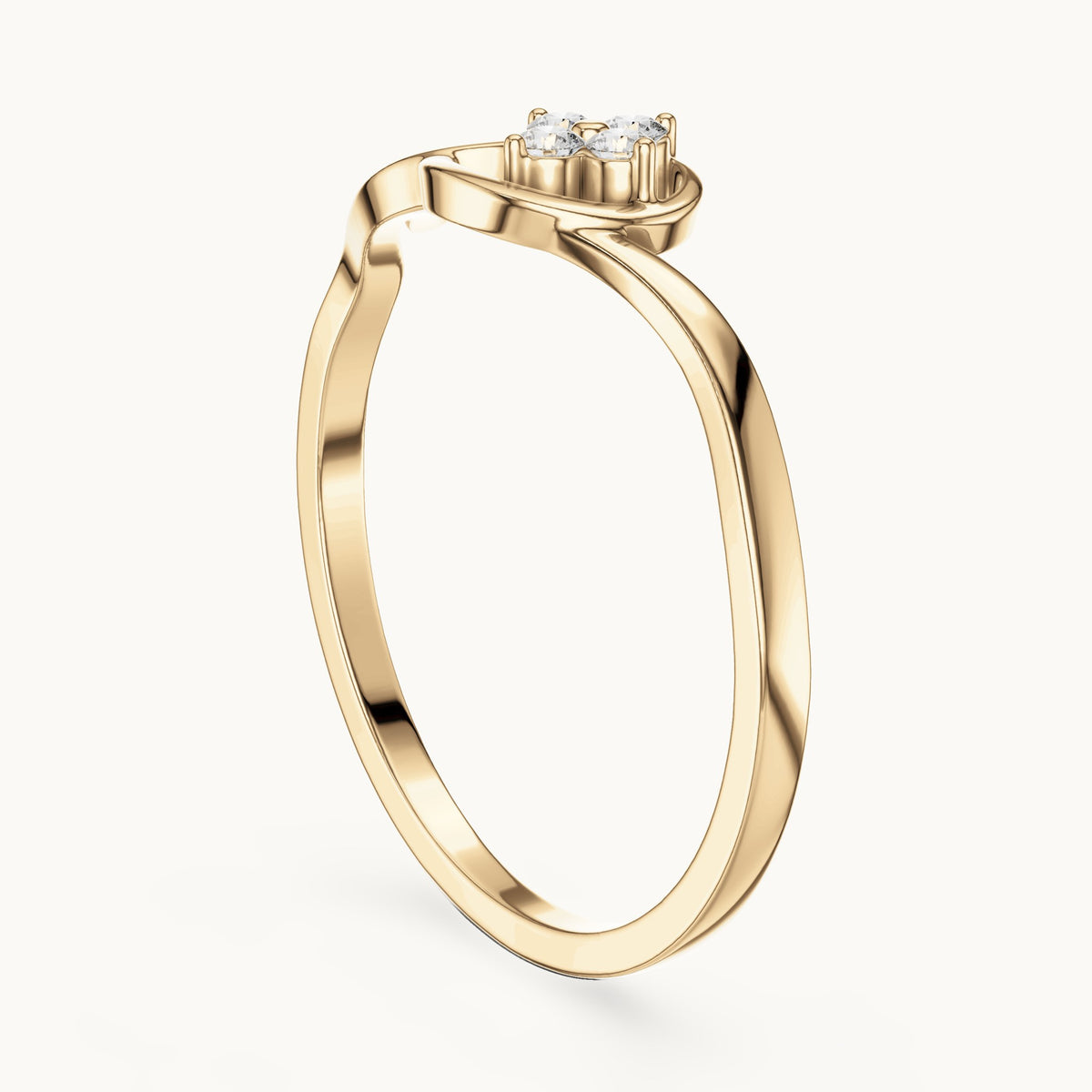 Round lab-grown diamond swirl four-stone cluster ring in yellow gold, 0.060 CT TW, view 1