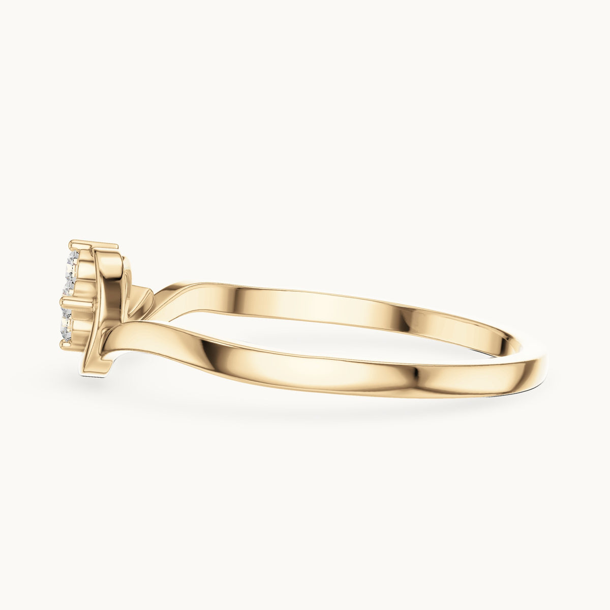 Round lab-grown diamond swirl four-stone cluster ring in yellow gold, 0.060 CT TW, view 3