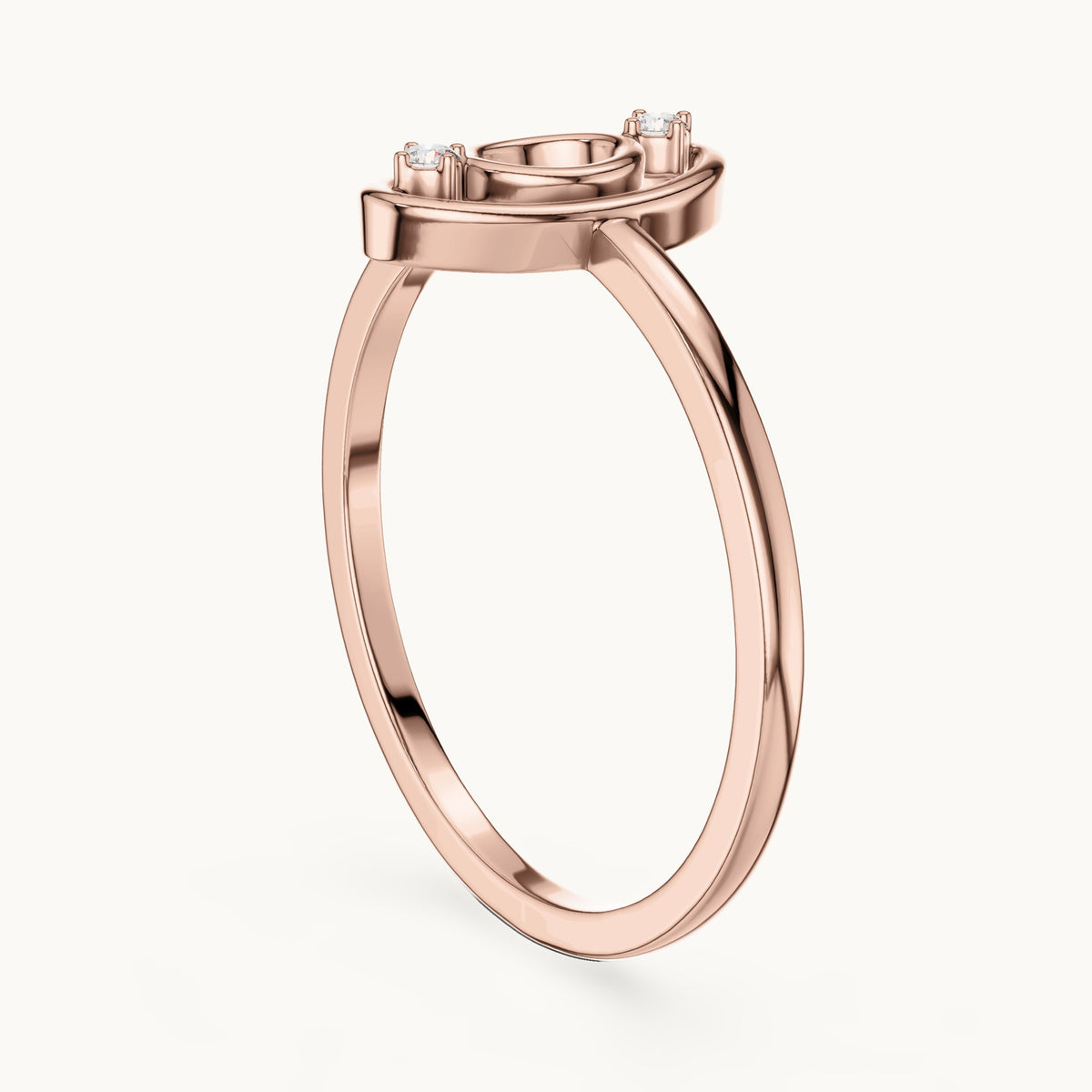 Round lab-grown diamond open oval outline ring in rose gold, 0.024 CT TW, view 1