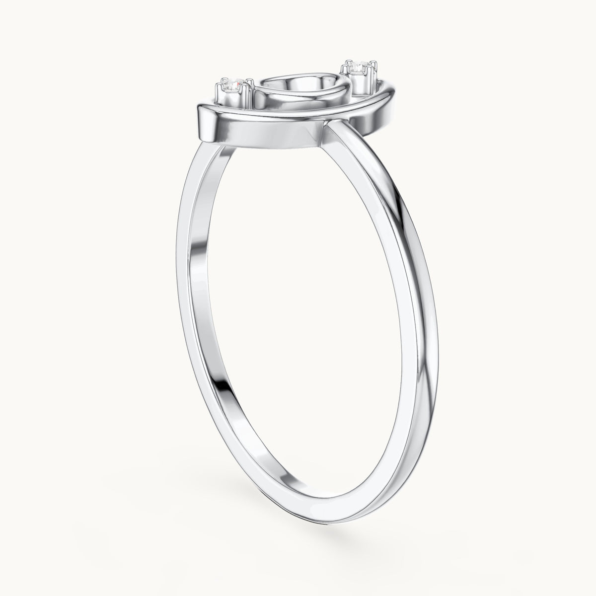Round lab-grown diamond open oval outline ring in white gold, 0.024 CT TW, view 1