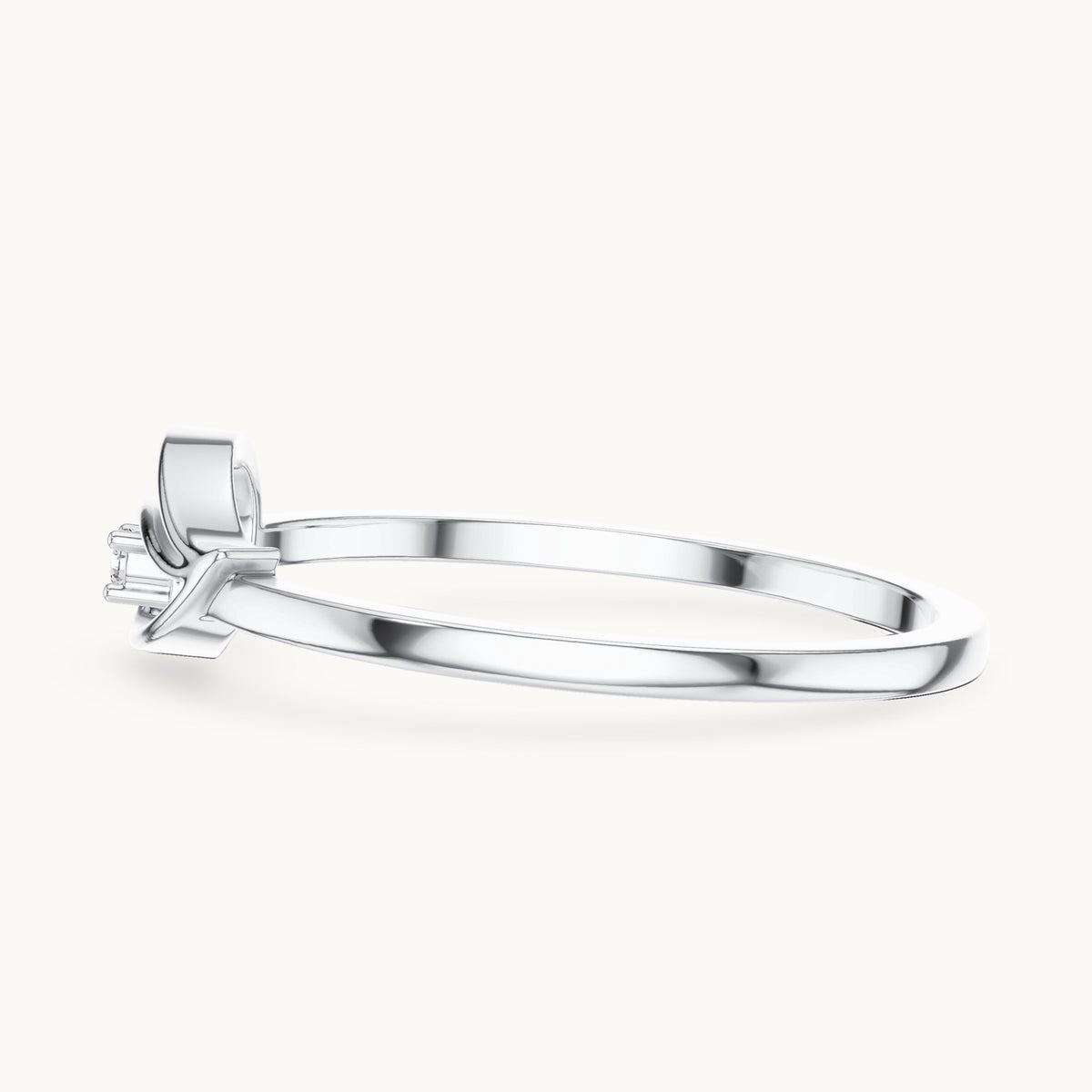 Round lab-grown diamond open teardrop ring in white gold, 0.018 CT TW, view 3